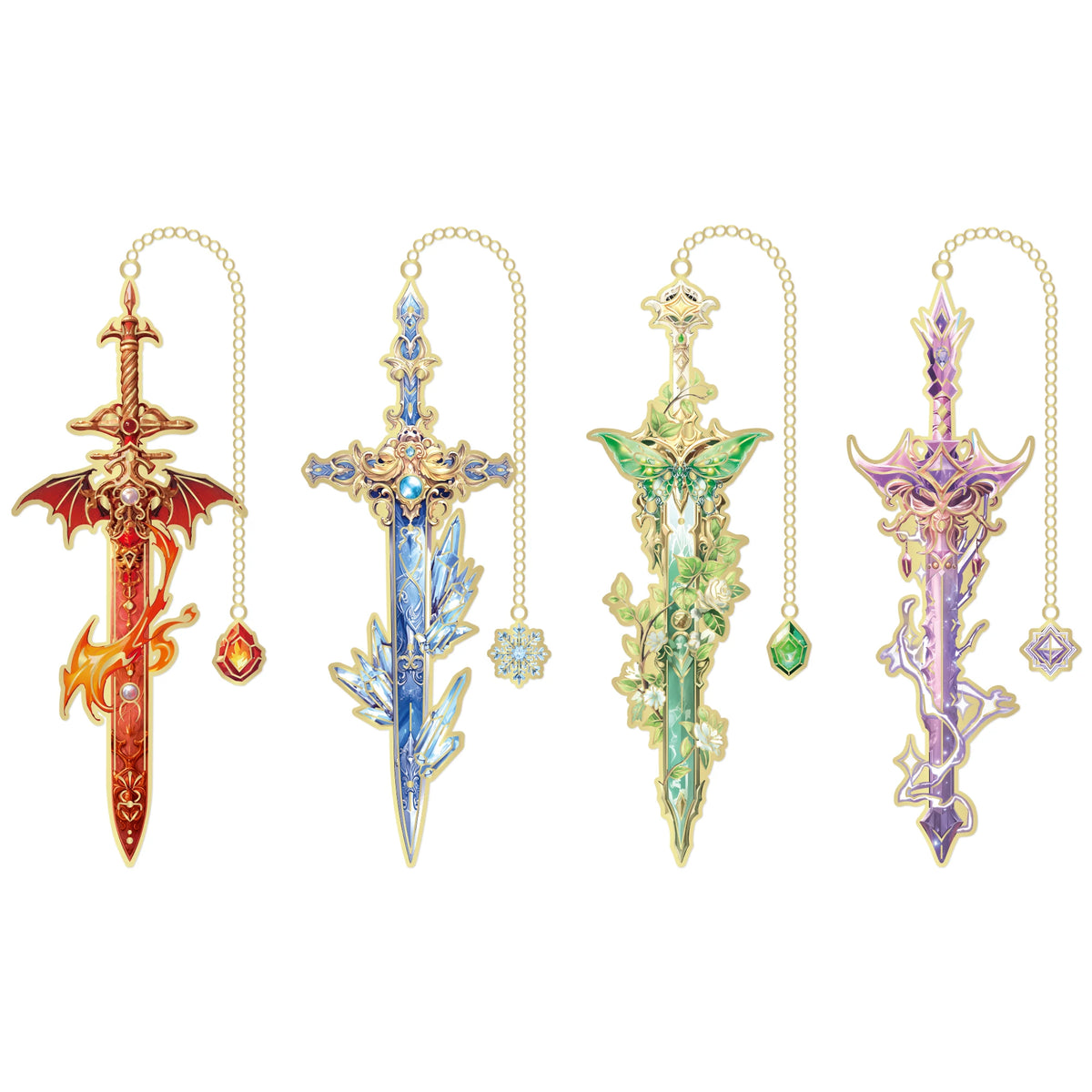 "Elements of Fantasy" | Fantasy Sword Bookmarks Set of 4 | Paper Dreams