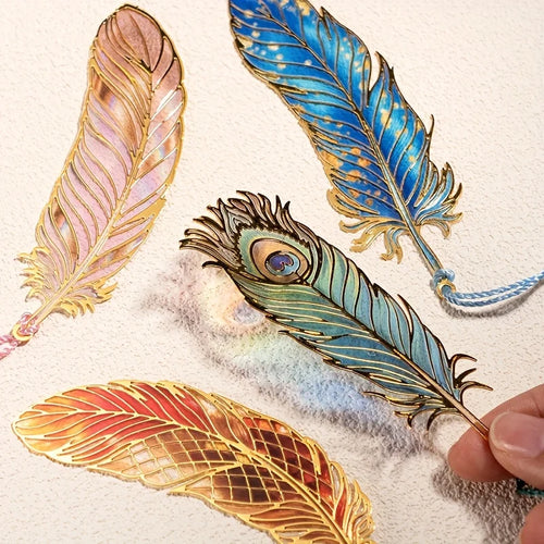 "Magical Feathers" | Metal Feather Bookmark with Tassel | Paper Dreams