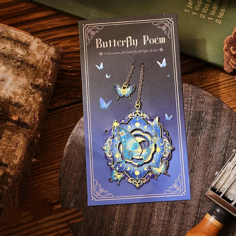 Vintage Art Metal Bookmark Gold Chain