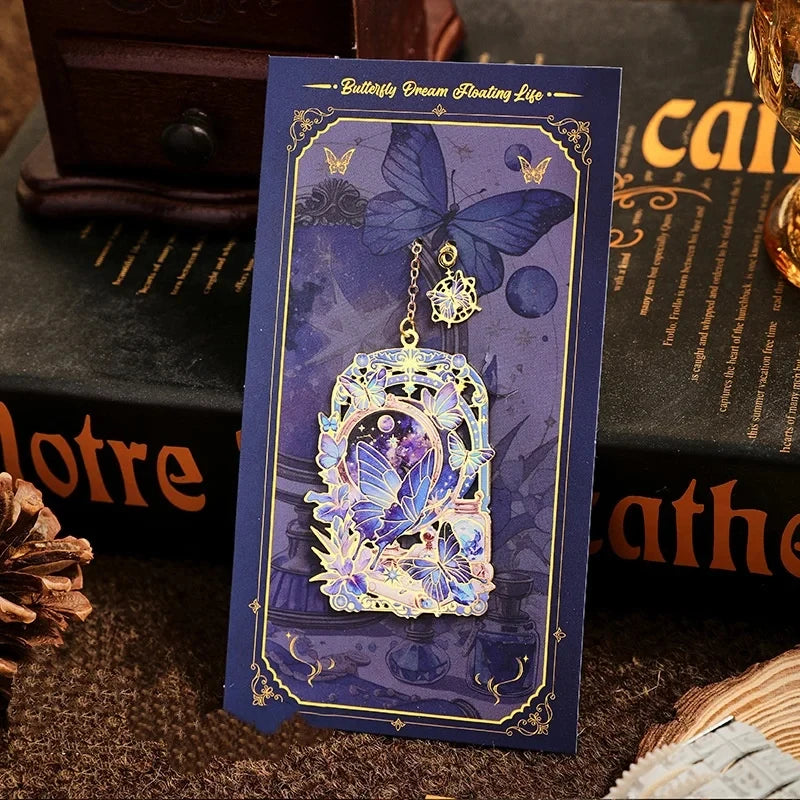 Vintage Art Metal Bookmark Gold Chain