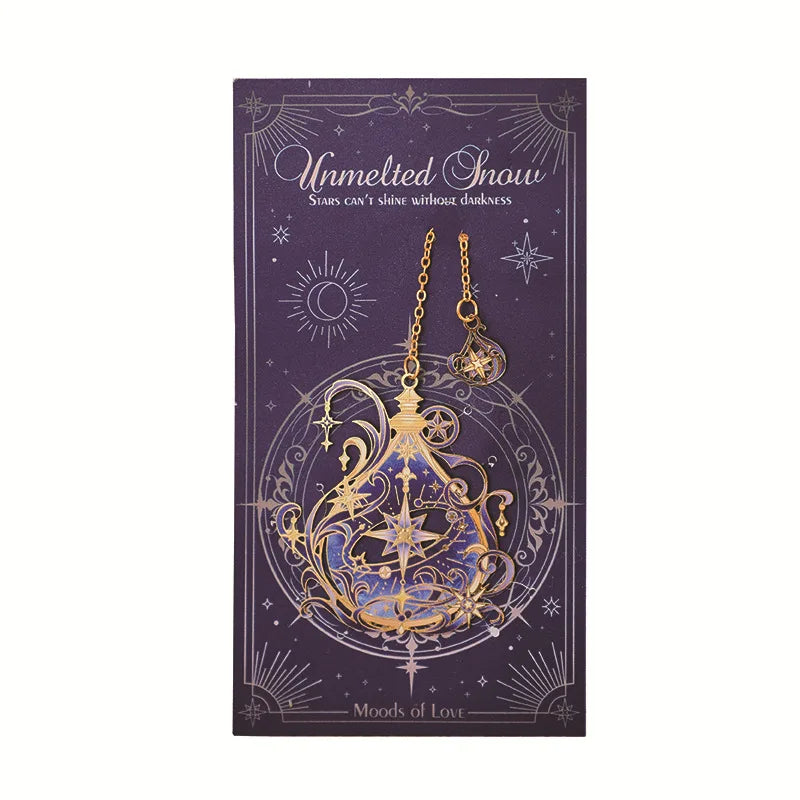 Vintage Art Metal Bookmark Gold Chain
